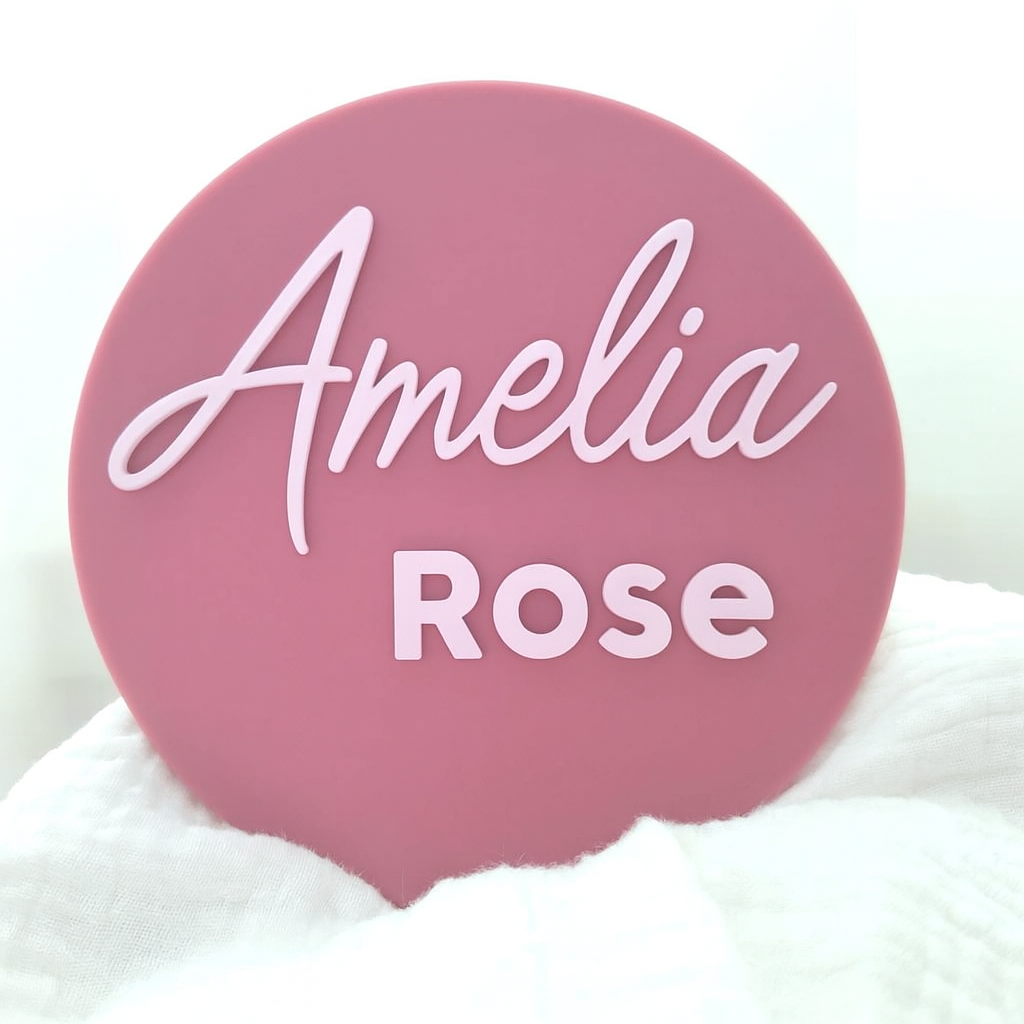 Double Layer Acrylic Birth disc- Name only